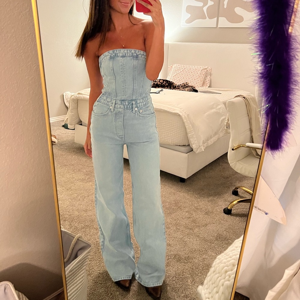 ZARA corset denim jumpsuit